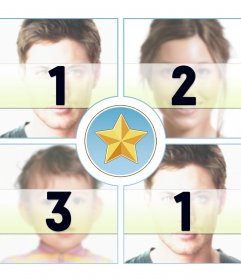 Crea un collage con cuatro fotos y una estrella de favorito 