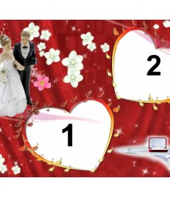 Collage de boda con dos corazones para poner tus fotos 