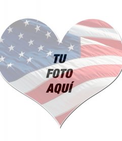 Marco corazón con la bandera de Estados Unidos
