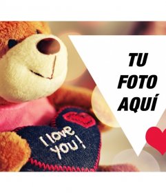 Postal de San Valentín con un osito para personalizar con tu foto -  Fotoefectos