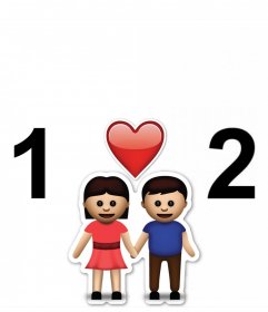 Marco para dos fotos gratis con el emoji de pareja y un corazón -  Fotoefectos