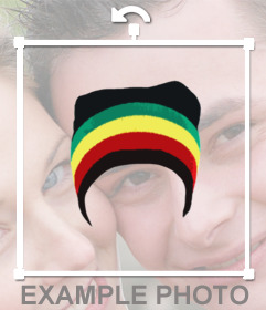 Pega este sticker en tus fotos de un gorro con los colores rastas 