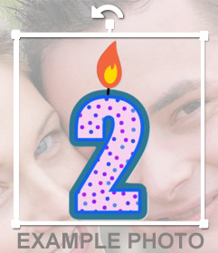 Sticker para poner en tus fotos una vela del número 2 