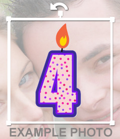 Fotomontaje para pegar una vela con el número 4 en tus fotos 