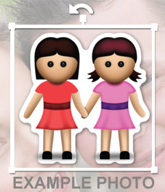 Emoticono online para tus fotos de dos niñas agarradas de la manos 