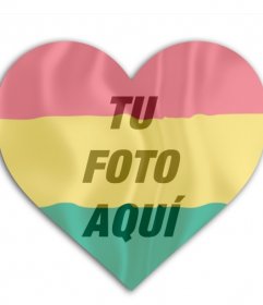 Fotomontaje con la bandera de Bolivia con forma de corazón en la que puedes añadir
