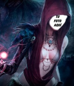 Fotomontaje para personificar a una bruja lanzando un hechizo