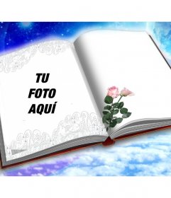 Fotomontaje para poner tu foto en un libro con dos rosas