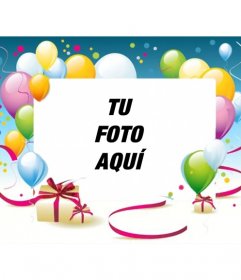 gráfico Destilar lago Marco para fotos de cumpleaños con globos y regalos en el que puedes poner  - Fotoefectos