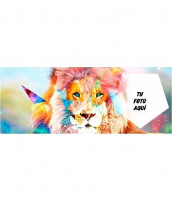 Foto de portada hipster para Facebook con un león 