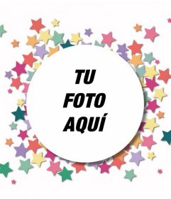 Marco para fotos circular rodeado de estrellas para poner tu foto