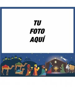 Marco para fotos con un dibujo de la adoración 