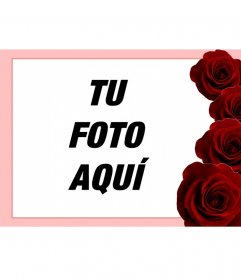 Marco sencillo lateral de color rosa con flores