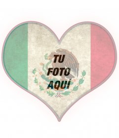 Fotomontaje en forma de corazón con la bandera de México 