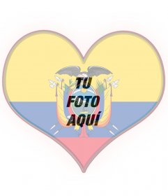 Fotomontaje de corazón con la bandera de Ecuador 