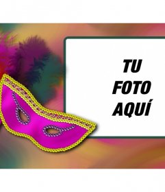 Montaje de fotos de Carnaval con un antifaz veneciano 