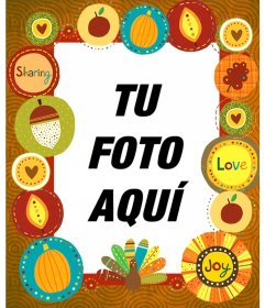 Marco para fotos con pegatinas del Thanksgiving Day 