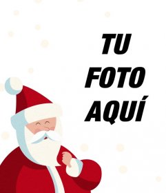 Ilustración de Papa Noel con bolas de nieve sobre tu foto online 