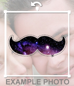 Pegatina de un bigote con fondo espacial