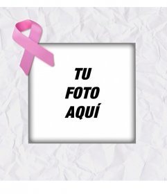 Marco de fotos en apoyo a la lucha contra el cáncer blanco con textura de papel y