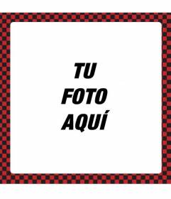 Marco de fotos cuadrado con motivos cuadrados negros y rojos estilo retro de los