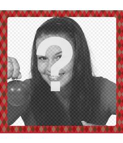 Marco de fotos cuadrado con rombos marrones y rojos