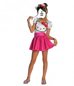 Fotomontaje de vestido de Hello Kitty para editar y poner una cara 