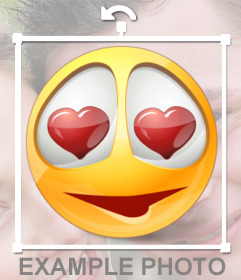Smiley con corazones en los ojos para poner en tus fotos 