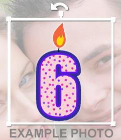 Vela decorativa con el número 6 para pegar en tu foto y celebrar 