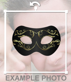 Antifaz negro con dorado para poner en tus fotos 