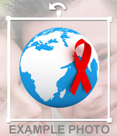 Pegatina para promover la lucha contra el VIH / SIDA añadiéndolo en tus fotos 