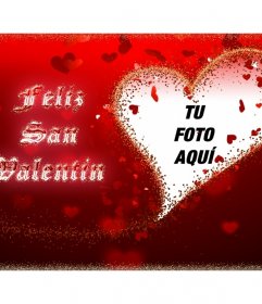 Tarjeta Feliz San Valentín con tu foto en un corazón 