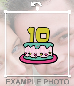 Pegatina de una tarta con el número 10 para decorar tus fotos gratis 