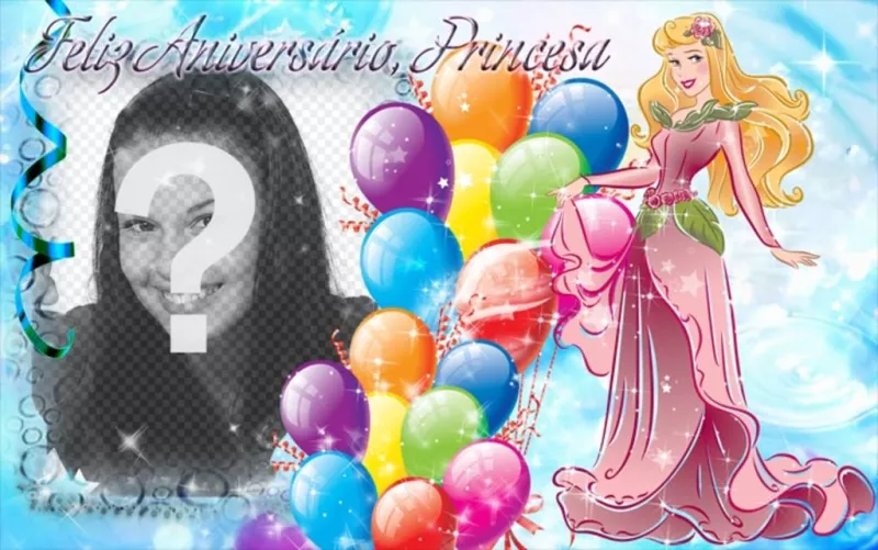 Montaje fotográfico para crear una postal para felicitar el cumpleaños de la princesa de la casa. ..