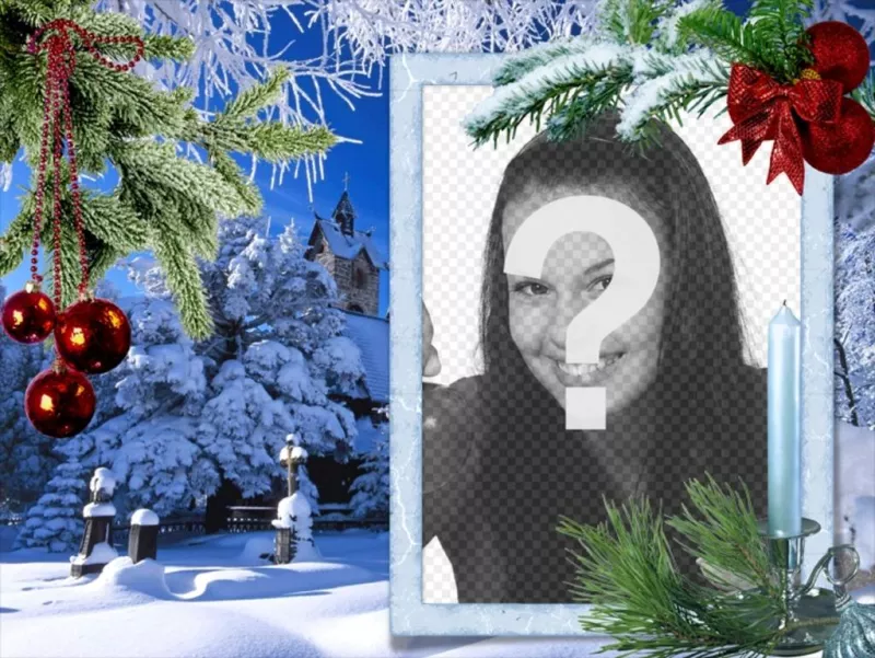 Recordatorio de Navidad con tu foto en un marco rectangular blanco...