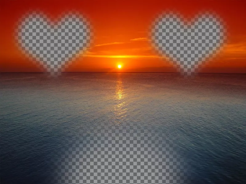 Postal para hacer online de una puesta de sol de cielo naranja sobre un mar azul. ..