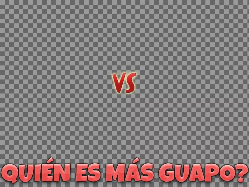 Montaje fotográfico para dos fotos de hombres que mostrarán sus encantos para decidir quien es más atractivo. Hay un rótulo rosa que dice ¿quién es más..