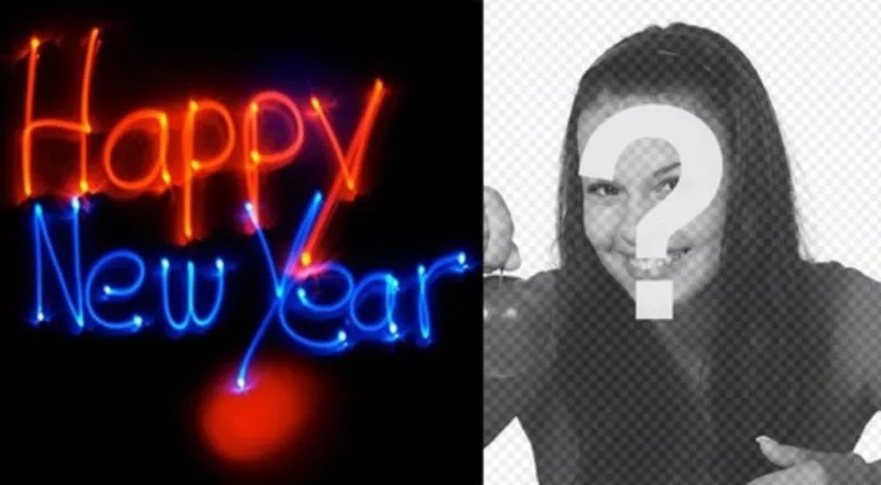 Felicita el nuevo año con una animación con letras de neón con tu foto de..