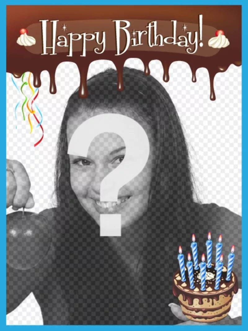 Tarjeta para feliz cumpleaños con borde de chocolate 