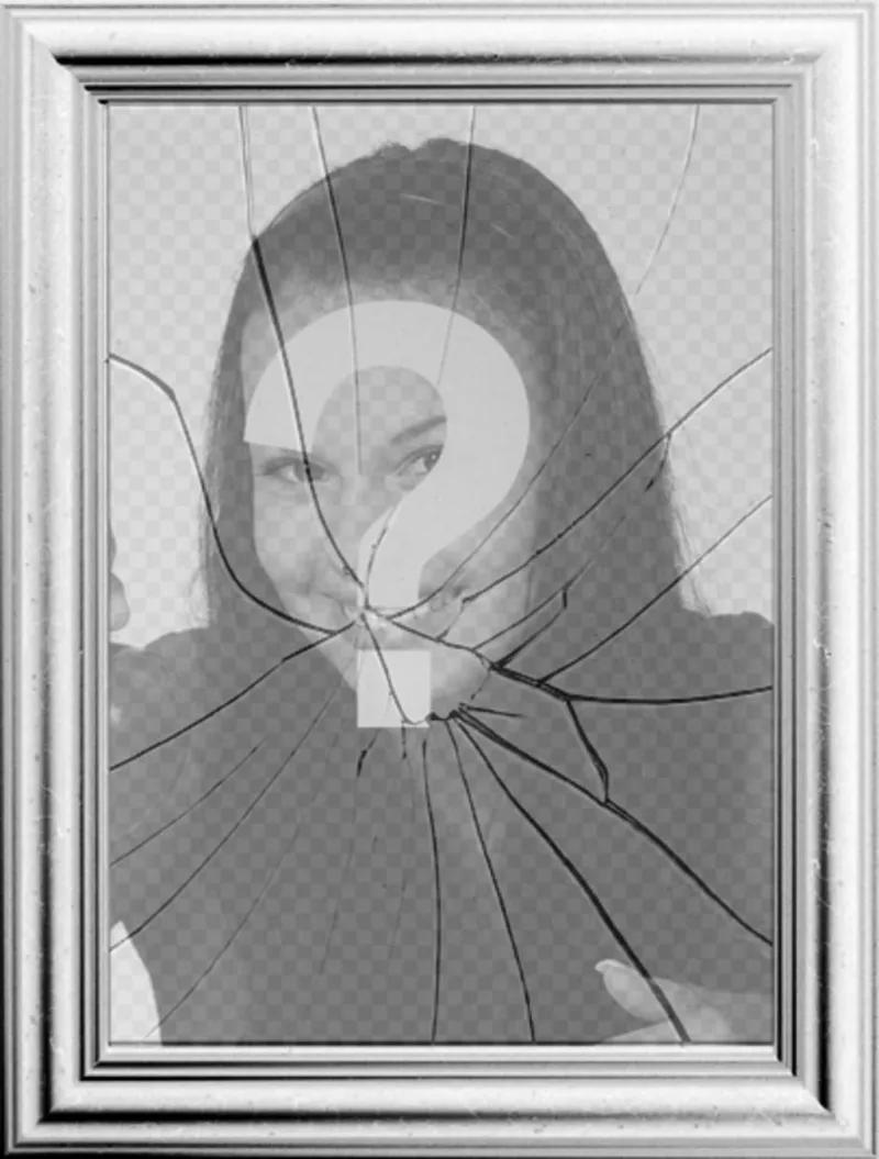 Marco para fotografías digitales, tu imagen se verá reflejada en un espejo roto. Curioso efecto que puede parecer el marco de una foto con el cristal..