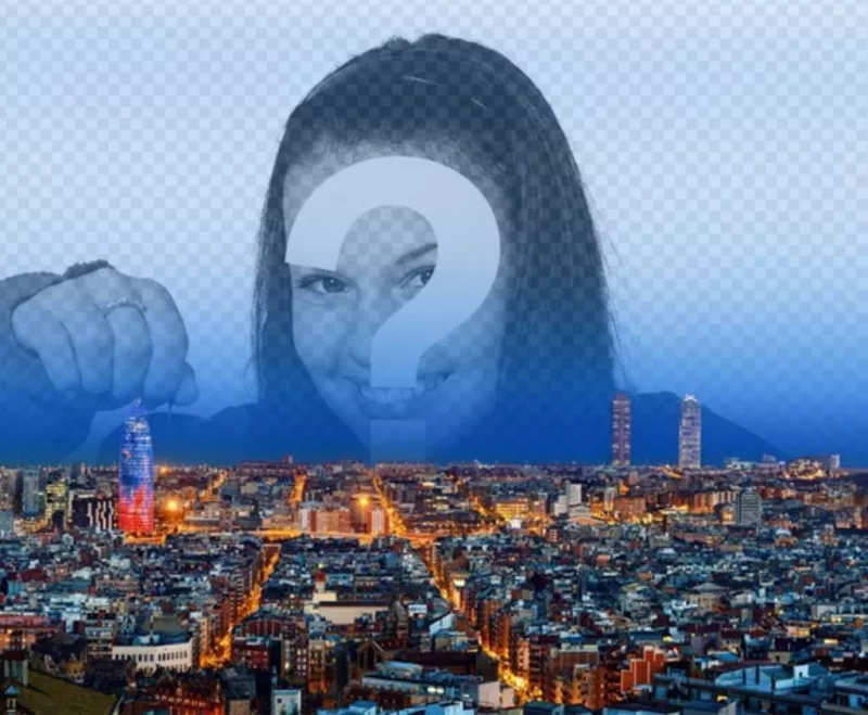 Collage con el horizonte de Barcelona para poner una fotografía en el cielo y personalizar con un..