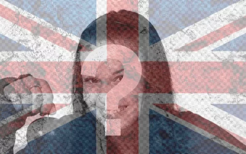 Filtro fotográfico con la bandera de Reino Unido desgastada para superponer sobre tus fotografías y..