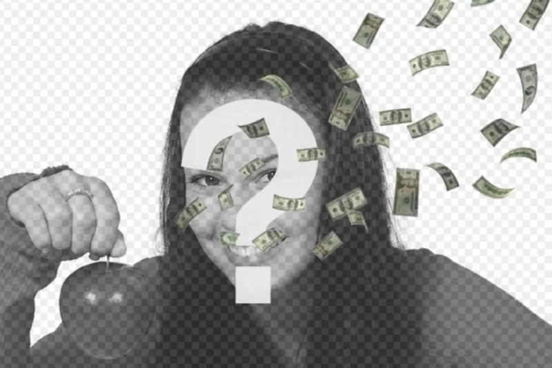 Fotomontaje con dinero volando sobre tu foto en el que podrás subir la imagen y personalizarlo con una frase con la tipografía y color que más te..