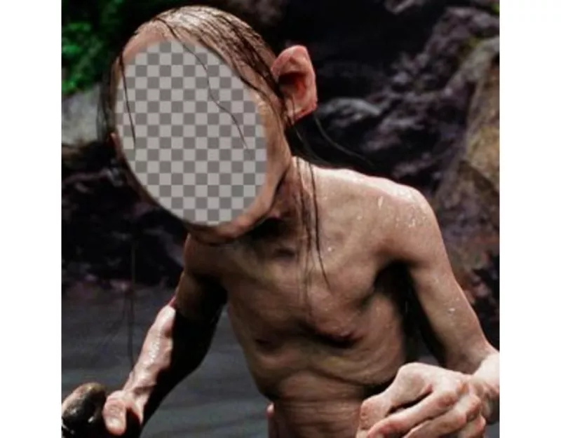 Pon tu cara en Gollum de la trilogía de El Señor de los Anillos,  ..