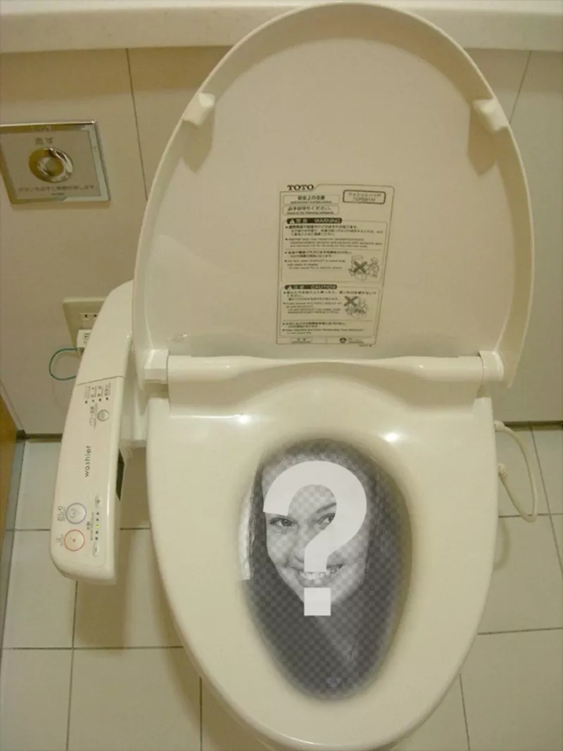 Fotomontaje divertido donde meterás tu foto en un wc chino o japonés disuelta en el agua del..