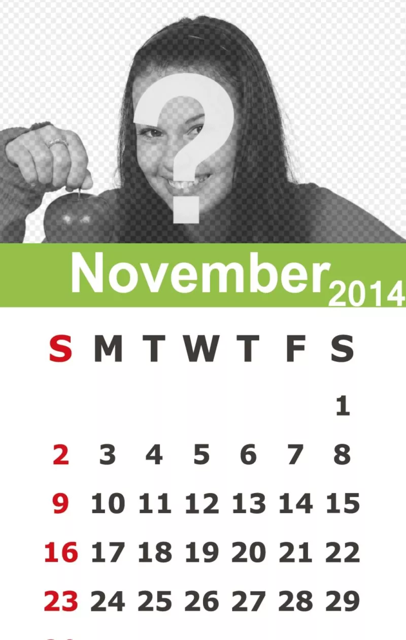 Calendario de Noviembre de 2014 para poner tu foto online y muy..
