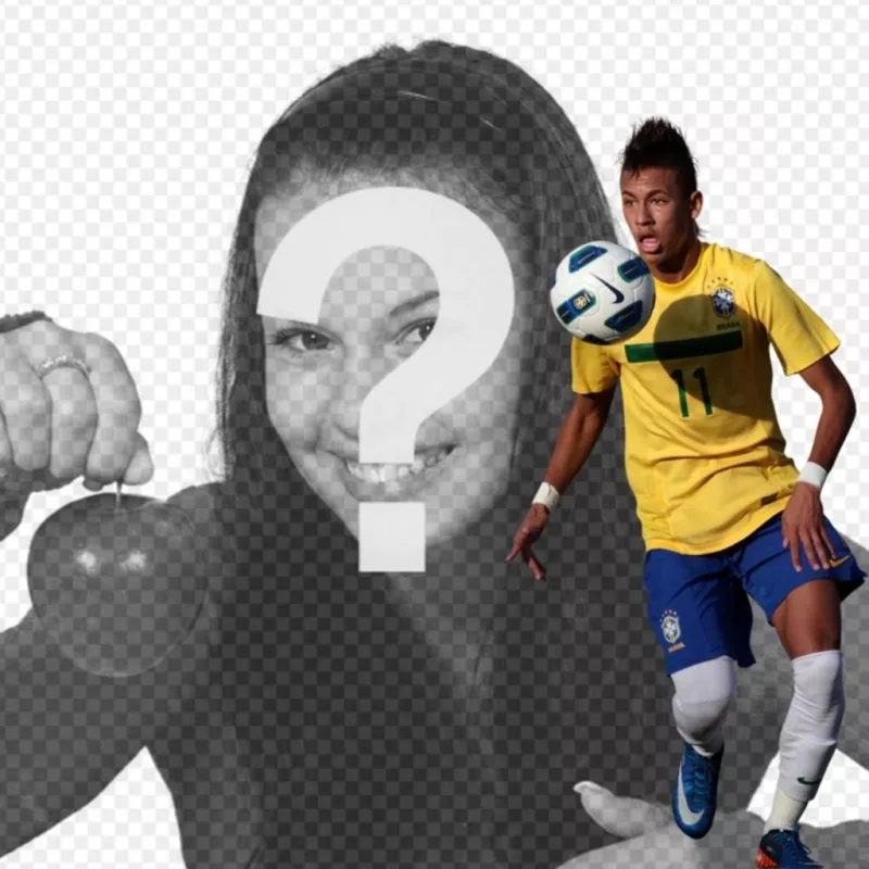 Fotomontaje donde podrás poner una foto junto a Neymar Junior con la camiseta de..
