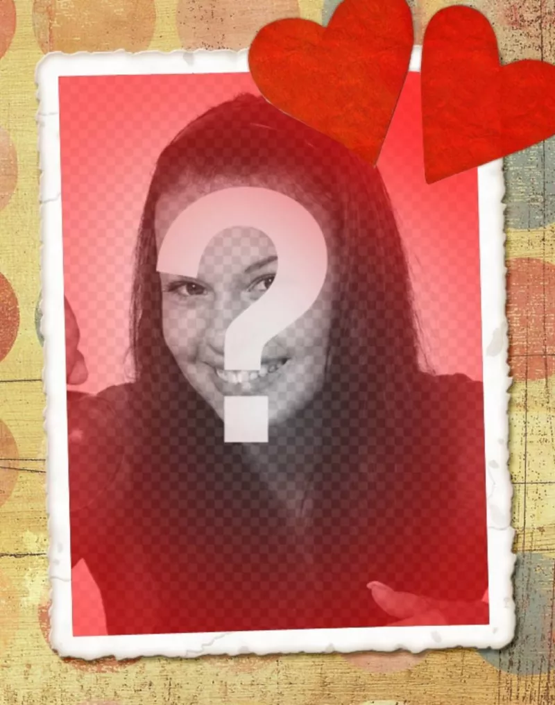 Tarjeta de amor con tu foto, tono rojo y dos corazones. ..