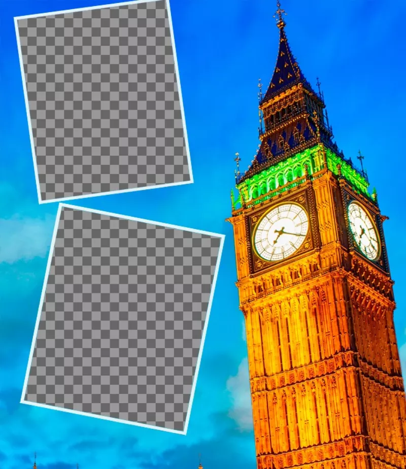 Postal para poner dos fotos del big ben de Londres que puedes hacer online con tus..