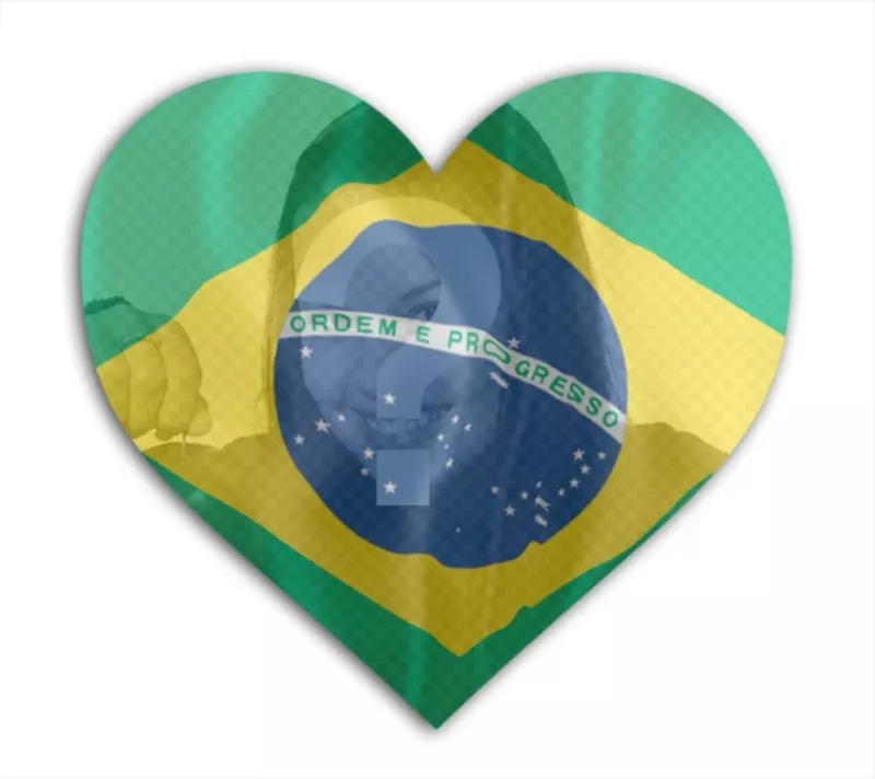 Fotomontaje para poner la bandera de Brasil en forma de corazón con tu foto de..